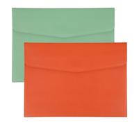 PATIKIL 2Pcs PU Leather A4 File Folder, Document Holder Envelope Waterproof Napa Texture Filing Organizer Portfolio Folder Case with Magnetic Snap Closure for Home Office, Green, Orange