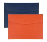 PATIKIL 2Pcs PU Leather A4 File Folder, Document Holder Envelope Waterproof Napa Texture Filing Organizer Portfolio Folder Case with Magnetic Snap for Home Office, Navy Blue, Orange