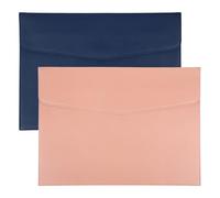 PATIKIL 2Pcs PU Leather A4 File Folder, Document Holder Envelope Waterproof Napa Texture Filing Organizer Portfolio Folder Case with Magnetic Snap Closure for Home Office, Navy Blue, Pink