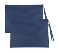 PATIKIL 2Pcs PU Leather A4 File Folder, Document Holder Envelope Waterproof Napa Texture Filing Organizer Portfolio Folder Case with Magnetic Snap and Handle for Home Office, Navy Blue
