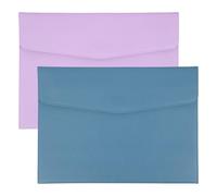 PATIKIL 2Pcs PU Leather A4 File Folder, Document Holder Envelope Waterproof Napa Texture Filing Organizer Portfolio Folder Case with Magnetic Snap for Home Office, Purple, Light Blue
