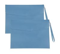 PATIKIL 2Pcs PU Leather A4 File Folder, Document Holder Envelope Waterproof Napa Texture Filing Organizer Portfolio Folder Case with Magnetic Snap and Handle for Home Office, Light Blue