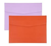 PATIKIL 2Pcs PU Leather A4 File Folder, Document Holder Envelope Waterproof Napa Texture Filing Organizer Portfolio Folder Case with Magnetic Snap Closure for Home Office, Purple, Orange