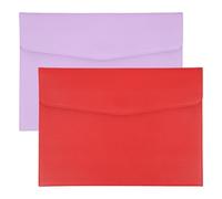 PATIKIL 2Pcs PU Leather A4 File Folder, Document Holder Envelope Waterproof Napa Texture Filing Organizer Portfolio Folder Case with Magnetic Snap Closure for Home Office, Purple, Red
