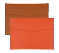 PATIKIL 2Pcs PU Leather A4 File Folder, Document Holder Envelope Waterproof Napa Texture Filing Organizer Portfolio Folder Case with Magnetic Snap Closure for Home Office, Brown, Orange