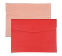 PATIKIL 2Pcs PU Leather A4 File Folder, Document Holder Envelope Waterproof Napa Texture Filing Organizer Portfolio Folder Case with Magnetic Snap Closure for Home Office, Pink, Red