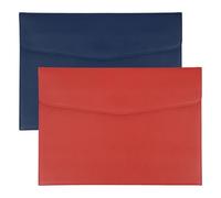 PATIKIL 2Pcs PU Leather A4 File Folder, Document Holder Envelope Waterproof Napa Texture Filing Organizer Portfolio Folder Case with Magnetic Snap Closure for Home Office, Navy Blue, Red