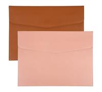 PATIKIL 2Pcs PU Leather A4 File Folder, Document Holder Envelope Waterproof Napa Texture Filing Organizer Portfolio Folder Case with Magnetic Snap Closure for Home Office, Brown, Pink