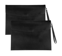 PATIKIL 2Pcs PU Leather A4 File Folder, Document Holder Envelope Waterproof Napa Texture Filing Organizer Portfolio Folder Case with Magnetic Snap and Handle for Home Office, Black