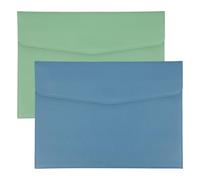 PATIKIL 2Pcs PU Leather A4 File Folder, Document Holder Envelope Waterproof Napa Texture Filing Organizer Portfolio Folder Case with Magnetic Snap for Home Office, Green, Light Blue