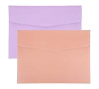 PATIKIL 2Pcs PU Leather A4 File Folder, Document Holder Envelope Waterproof Napa Texture Filing Organizer Portfolio Folder Case with Magnetic Snap for Home Office, Purple, Pink