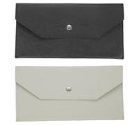 PATIKIL 2Pcs PU Leather Envelope Wallet Card, Reusable Money Pouch Small Leather Organizer Pouch for Women Men Travel,Black/Light Gray