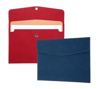 PATIKIL 2Pcs PU Leather File Folders, 13x9 A4 Document Holder Waterproof Envelope Folder with Snap Closure, Portable Portfolio Organizer Case for Paper Receipt, Red/Blue