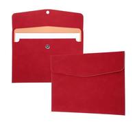 PATIKIL 2Pcs PU Leather File Folders, 13x9 A4 Document Holder Waterproof Envelope Folder with Snap Closure, Portable Portfolio Organizer Case for Paper Receipt, Red