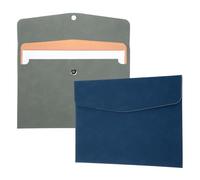PATIKIL 2Pcs PU Leather File Folders, 13x9 A4 Document Holder Waterproof Envelope Folder with Snap Closure, Portable Portfolio Organizer Case for Paper Receipt, Gray/Blue