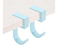 PATIKIL 2Pcs Purse Hook for Table, 5-Shaped Purse Hanger for Desk Portable Nail Free Heavy Duty Under Desk Handbag Holder Backpack Headphone Small Hook, Blue