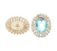 PATIKIL 2Pcs Rhinestone Buttons, Large Gemstone Sew on Rhinestone Buttons for Clothing Metal Base Crystal Embellishments for Women DIY Crafting Sewing Wedding, Lake Blue