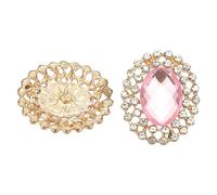 PATIKIL 2Pcs Rhinestone Buttons, Large Gemstone Sew on Rhinestone Buttons for Clothing Metal Base Crystal Embellishments for Women DIY Crafting Sewing Wedding, Pink