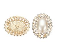 PATIKIL 2Pcs Rhinestone Buttons, Large Gemstone Sew on Rhinestone Buttons for Clothing Metal Base Crystal Embellishments for Women DIY Crafting Sewing Wedding, White Pearl