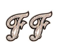 PATIKIL 2Pcs Rhinestone Letter Brooch Pins, Initial Letter F Broaches Metal Crystal Alphabet A-Z Lapel Pin Black Edge for Women Jewelry Gift Suit Clothes Hat Dress Coat Craft, Gold Tone