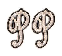 PATIKIL 2Pcs Rhinestone Letter Brooch Pins, Initial Letter P Broaches Metal Crystal Alphabet A-Z Lapel Pin Black Edge for Women Jewelry Gift Suit Clothes Hat Dress Coat Craft, Gold Tone