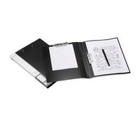 PATIKIL 2pcs Ringless-Binder, A4 Binder Folders Punchless Clamp Padfolio Clipboard Clip Folder Foldable Plastic Document Binders Metal Clips for File Office Supplies, ADM95088A, Black