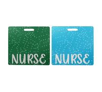 PATIKIL 2Pcs RN Buddy Badge Card Holder, 2Pcs Glitter ID Card Holder Horizontal Name Identification Tag RN Accessories for Women Coworkers Work Gifts, Blue/Green