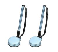 PATIKIL 2Pcs Secure Pen with Adhesive Chain and Security Pen Holder, Reception Counter Pens Desktop Pen Black Ink Refills for Desk Workplace Office Home Supplies Round Base, Blue