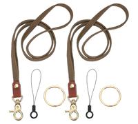 PATIKIL 2Pcs Stretchy Lanyards, Retractable Neck Lanyards with Lobster Clasp Elastic Long Keychain Holders for Teacher Women Men Holding Id Badges Wallet Phone, Brown
