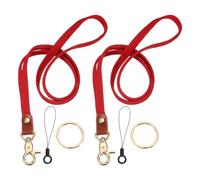 PATIKIL 2Pcs Stretchy Lanyards, Retractable Neck Lanyards with Lobster Clasp Elastic Long Keychain Holders for Teacher Women Men Holding Id Badges Wallet Phone, Red