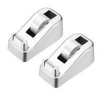 PATIKIL 2pcs Tape Dispenser Desk, Heavy Duty Tape Dispenser Desktop Light Luxury Frosted Dispensers Holder Non-Skid Base Elegant for Home Office Desktop Small Business Gift, Silver