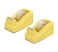PATIKIL 2pcs Tape Dispenser Desk, Small Tape Dispenser Cute Desktop Dispenser Holder for Tape Office Desktop, Yellow