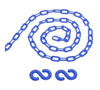 PATIKIL 2Pcs Total 26Ft Plastic Chain Barrier, Safety Link Chain with 4 S-Hooks for Crowd Control Driveway Elevator Parking Lot, Blue