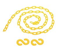 PATIKIL 2Pcs Total 26Ft Plastic Chain Barrier, Safety Link Chain with 4 S-Hooks for Crowd Control Driveway Elevator Parking Lot, Yellow