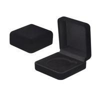PATIKIL 2Pcs Velvet Challenge Coin Presentation Display Box, 45mm Coin Display Case Badge Gift Storage Protective Holder for Commemorative Medals Tokens Collection, Black