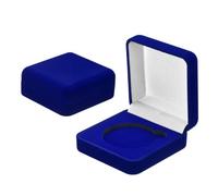 PATIKIL 2Pcs Velvet Challenge Coin Presentation Display Box, 45mm Coin Display Case Badge Gift Storage Protective Holder for Commemorative Medals Tokens Collection, Blue/White