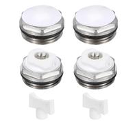 PATIKIL 2Set 3/4" BSP Male Thread Manual Radiator Air Vent Plug Valves Kits with Key, Nickel Plated Brass Plug for Radiator Heater, Silver White