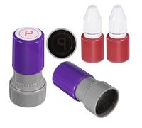 PATIKIL 2Set Letter Stamps Self Inking, Letter P Initial Alphabet Stamp Plastic Personalized with Red Refill Ink for Teacher Class Learning Notebook Scrapbooking DIY Craft, Purple