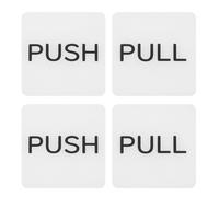 PATIKIL 2Set Push Pull Door Signs Stickers, 3in Push and Pull Signs Stickers Plate Acrylic Vertical Self-Adhesive for Doors Glass Window Business Stores, Square, White