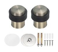 PATIKIL 2Set Round Door Stoppers, 46mm Stainless Steel Door Stop Doorstop Wedge Metal Cylinder Self Adhesive with Screw for Bottom of Door Floor Inside, Bronze