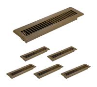 PATIKIL 2x12 Inch Floor Vent Covers, 6 Pcs Floor Registers Heavy Duty Metal Walkable Air Vent Covers Easy Adjustable Air Supply Lever for Home Office Wall Ceiling Grilles, Brown