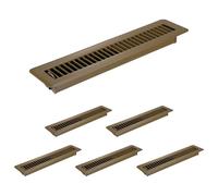 PATIKIL 2x14 Inch Floor Vent Covers, 6 Pcs Floor Registers Heavy Duty Metal Walkable Air Vent Covers Easy Adjustable Air Supply Lever for Home Office Wall Ceiling Grilles, Brown
