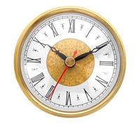 PATIKIL 3.1"/80mm Quartz Clock Insert, Roman Number Round Miniature Clock with Red Seconds DIY Repair for 75mm Hole Diameter, Gold Frame, Aluminum Pattern Dial