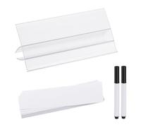 PATIKIL 3.1" x 1.7" Wire Shelf Label Holder, 20 Pack Reusable Plastic Price Tag Display Clip for 0.28" to 0.47" Thick Shelves with Paper Inserts Pens for Home Market Store, Clear