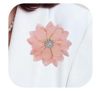 PATIKIL 3.15" Flower Brooch, Flower Pins Satin Fabric Artificial Crystal Lotus Elegant Brooches Pin Clips Large for Women Clothes Wedding Handmade Floral Banquet, Bean Paste Color