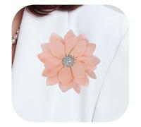 PATIKIL 3.15" Flower Brooch, Flower Pins Satin Fabric Artificial Crystal Lotus Elegant Brooches Pin Clips Large for Women Clothes Wedding Handmade Floral Banquet, Snow Bud Color