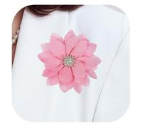 PATIKIL 3.15" Flower Brooch, Flower Pins Satin Fabric Artificial Crystal Lotus Elegant Brooches Pin Clips Large for Women Clothes Wedding Handmade Floral Banquet, Pink