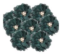 PATIKIL 3.15 in Rhinestone Chiffon Flower, 10 Pcs Fabric Flowers Rhinestone Pearl Large Camellia Sewing Appliques for DIY Crafts Dresses Clothing Headbands Wedding Decoration, Dark Green