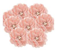 PATIKIL 3.15 in Rhinestone Chiffon Flower, 5 Pcs Fabric Flowers Rhinestone Pearl Large Camellia Sewing Appliques for DIY Crafts Dresses Clothing Headbands Wedding Decoration, Light Pink