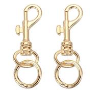 PATIKIL 3.15" Swivel Eye Bolt Snap Hooks with Key Rings, 2Pcs Double Opening Metal Buckle Trigger Flag Clip with O Ring for Lanyard Keychain Bag Purse Hardware, Gold Tone